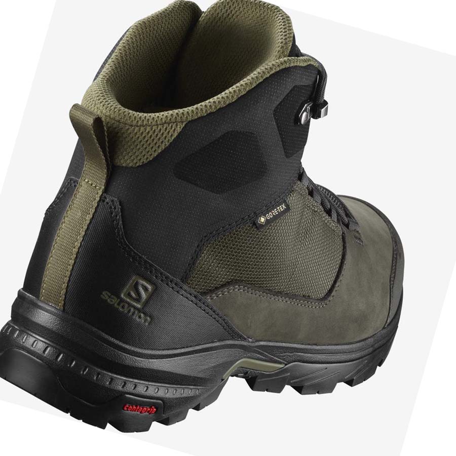 Salomon OUTWARD GORE-TEX Túracipő Férfi Fekete Olivazöld | HU 2019UZG